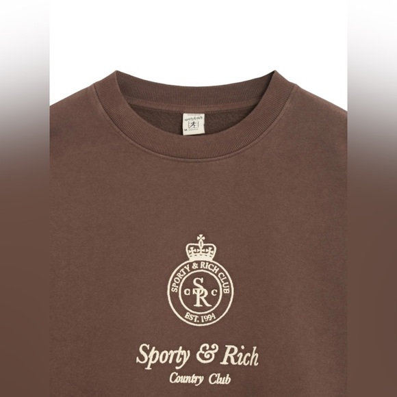 🆕 SPORTY & RICH | CROWN EMBROIDERED PULLOVER SWEATSHIRT | SIZE: SMALL - Picture 4 of 8